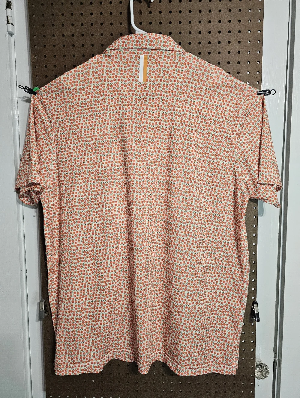 Rhoback Men's Performance Polo The Absolute Peach Print Georgia Peach XXL Golf - Picture 3 of 11